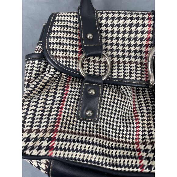 VTG Y2K Chaps houndstooth herringbone plaid bag purse twee preppy - Picture 3 of 13